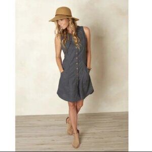 Prana Reanne Hemp Blend Grey Sleeveless Button Front Dress in Size Small